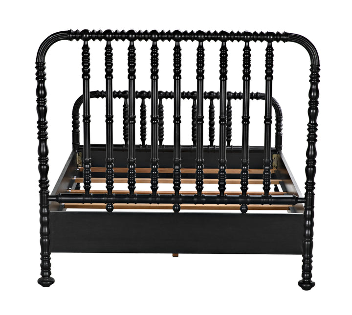 American Home Furniture | Noir - Bachelor Bed, Queen, Hand Rubbed Black