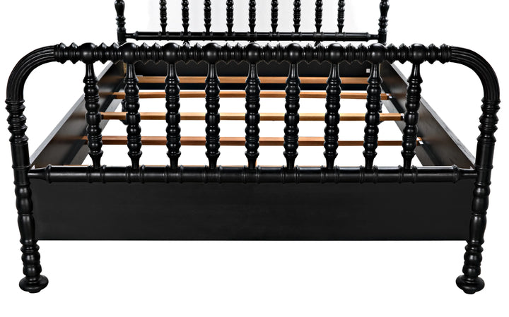 American Home Furniture | Noir - Bachelor Bed, Queen, Hand Rubbed Black