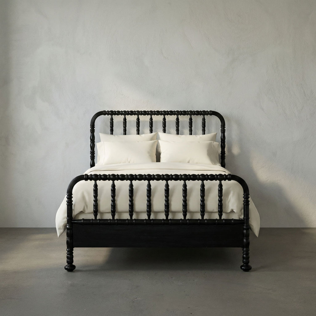 Noir - Bachelor Bed, Queen, Hand Rubbed Black - GBED112QHB