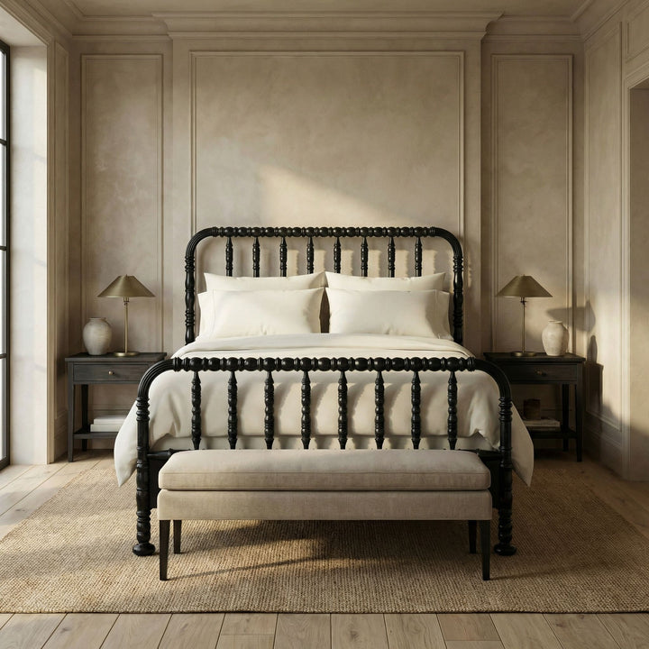 Noir - Bachelor Bed, Queen, Hand Rubbed Black - GBED112QHB