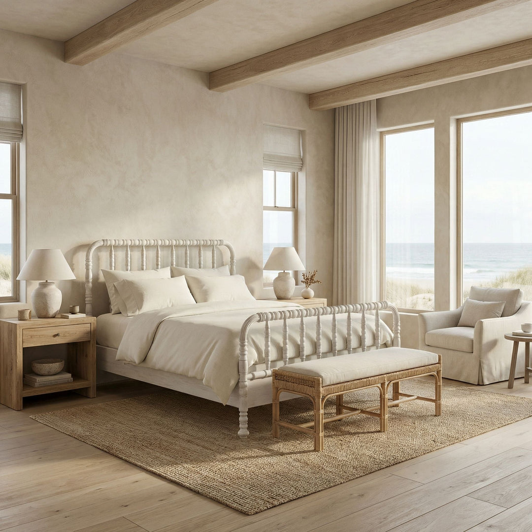 Noir Bachelor Bed, Queen - White Wash
