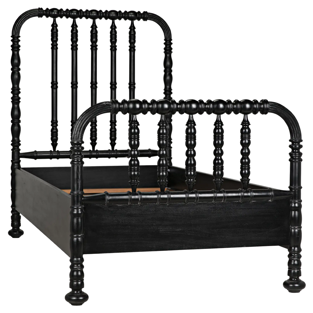 American Home Furniture | Noir - Bachelor Bed, Twin, Hand Rubbed Black