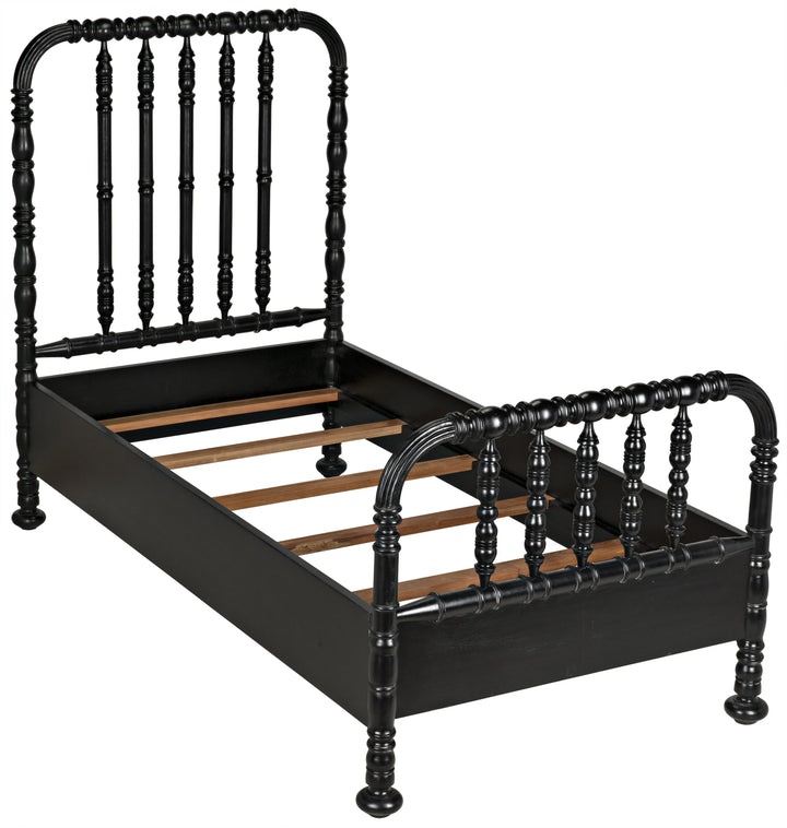 American Home Furniture | Noir - Bachelor Bed, Twin, Hand Rubbed Black