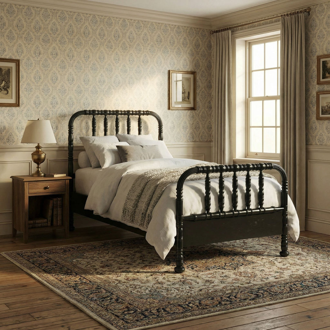 Noir - Bachelor Bed, Twin, Hand Rubbed Black - GBED112THB