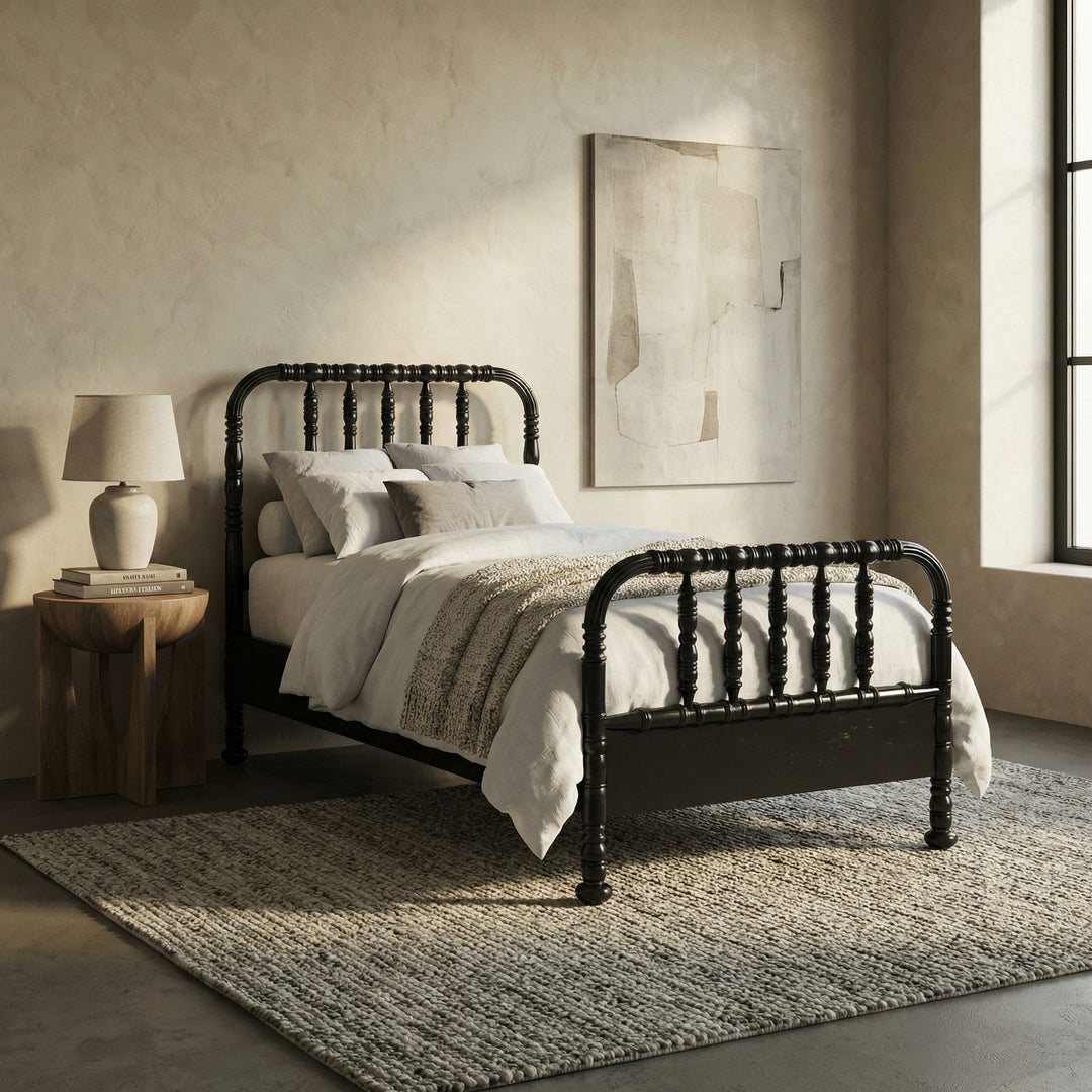 Noir - Bachelor Bed, Twin, Hand Rubbed Black - GBED112THB