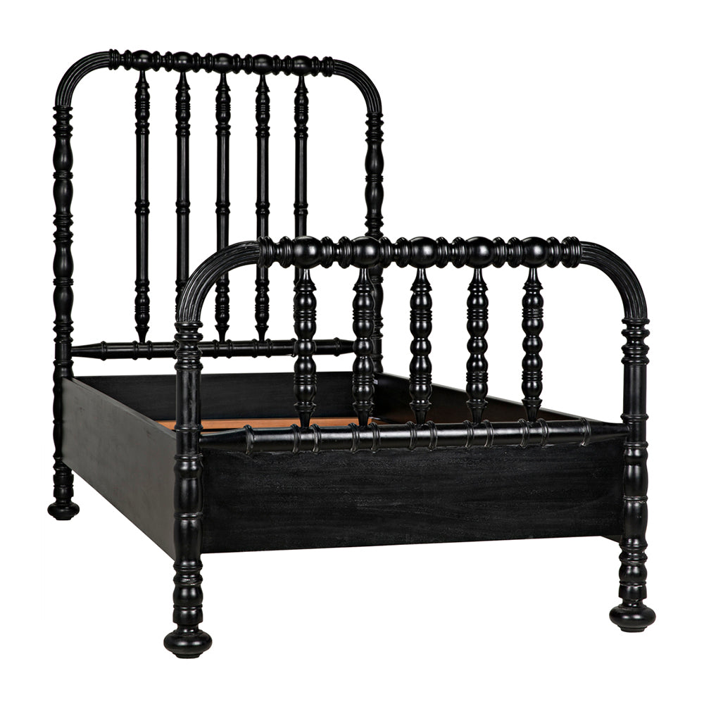 Noir - Bachelor Bed, Twin, Hand Rubbed Black - GBED112THB