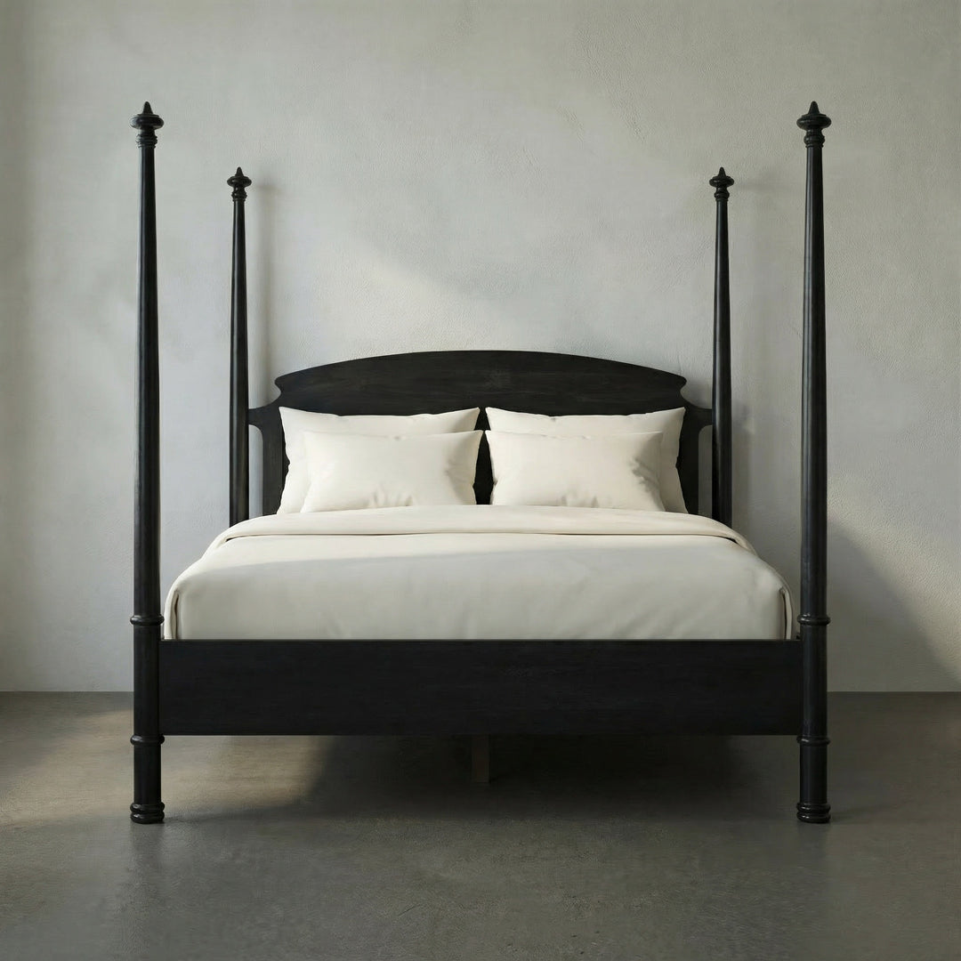 Noir - New Douglas Bed, Eastern King, Hand Rubbed Black - GBED116EKHB-NEW