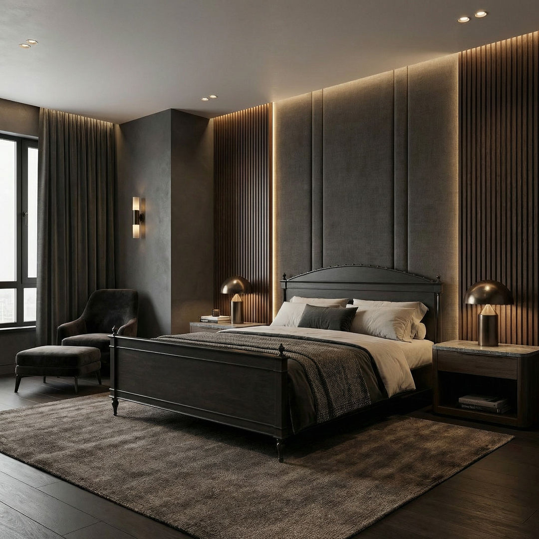 Noir - Owen Bed, Queen, Pale - GBED123QP
