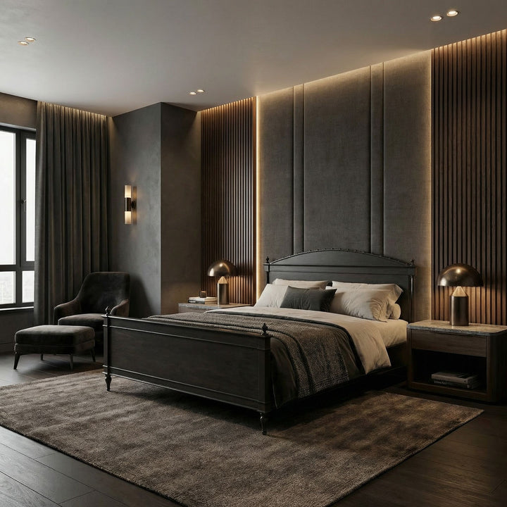 Noir - Owen Bed, Queen, Pale - GBED123QP