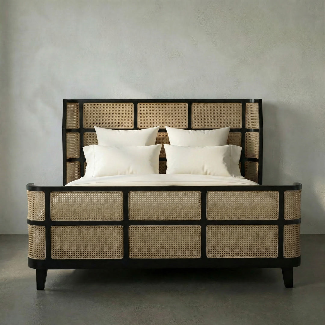 Noir - Porto Bed, Eastern King, Hand Rubbed Black - GBED133EKHB