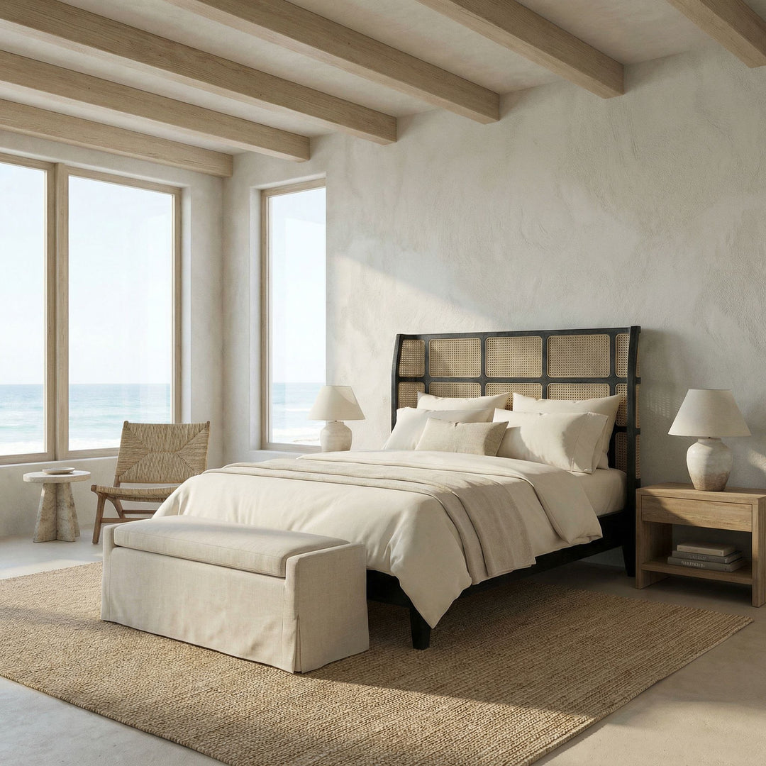Noir - Porto Bed A with Headboard And Frame, Queen - GBED133QHB-A