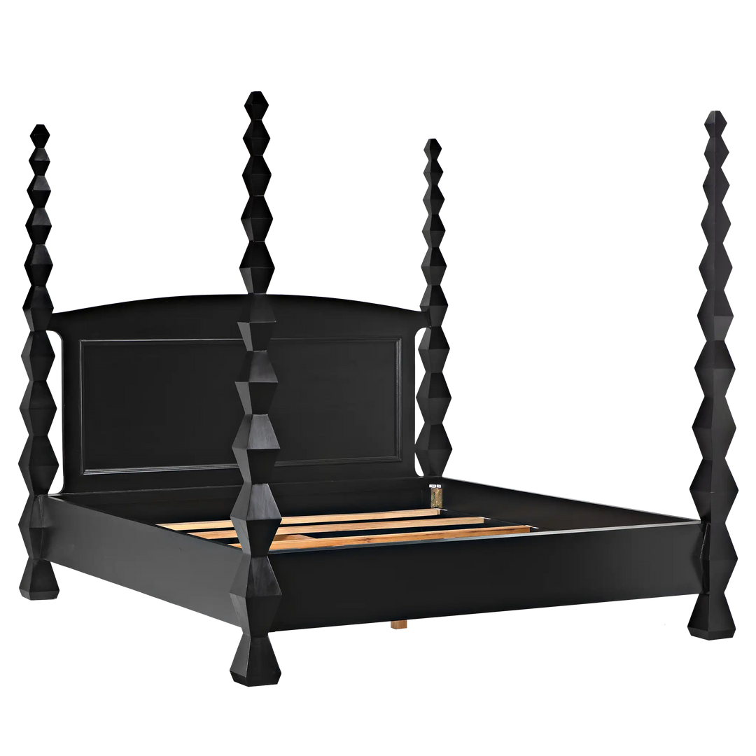 American Home Furniture | Noir - Brancusi Bed, Eastern King, Hand Rubbed Black