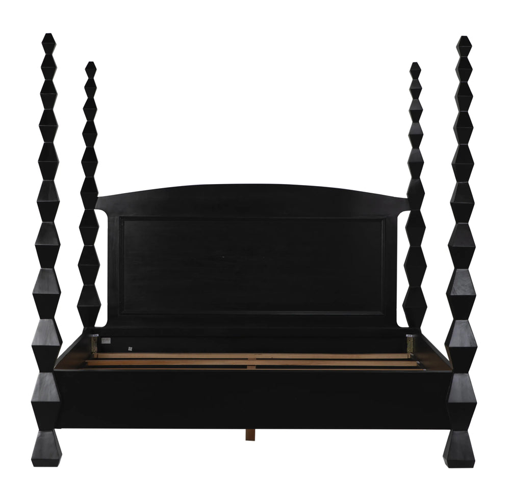 American Home Furniture | Noir - Brancusi Bed, Eastern King, Hand Rubbed Black