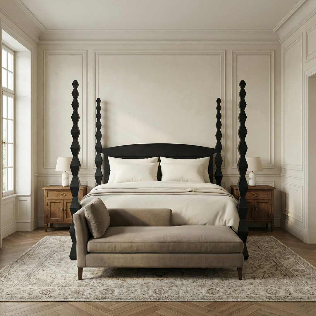 Noir - Brancusi Bed, Eastern King, Hand Rubbed Black - GBED135EKHB