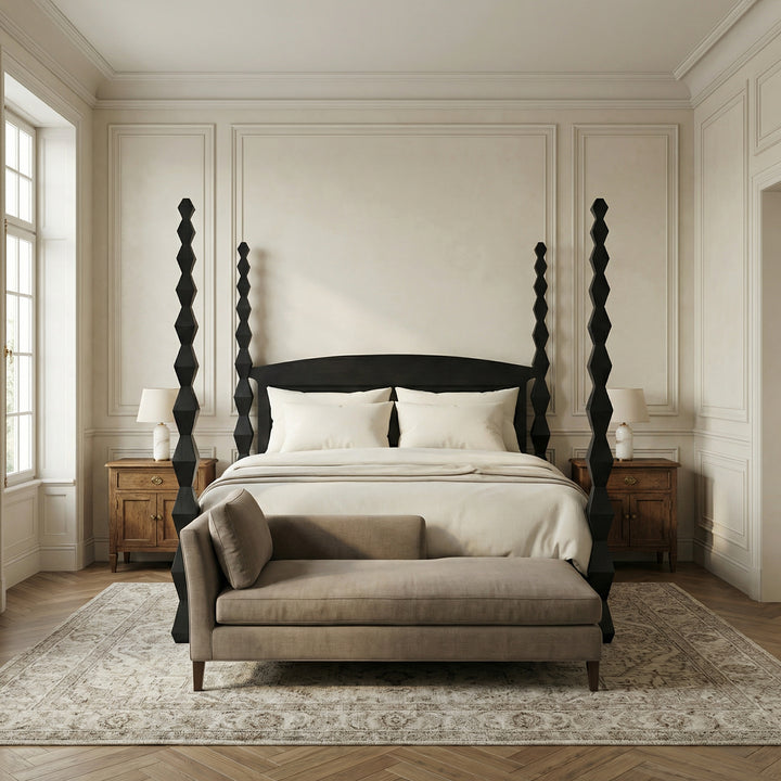 Noir - Brancusi Bed, Eastern King, Hand Rubbed Black - GBED135EKHB