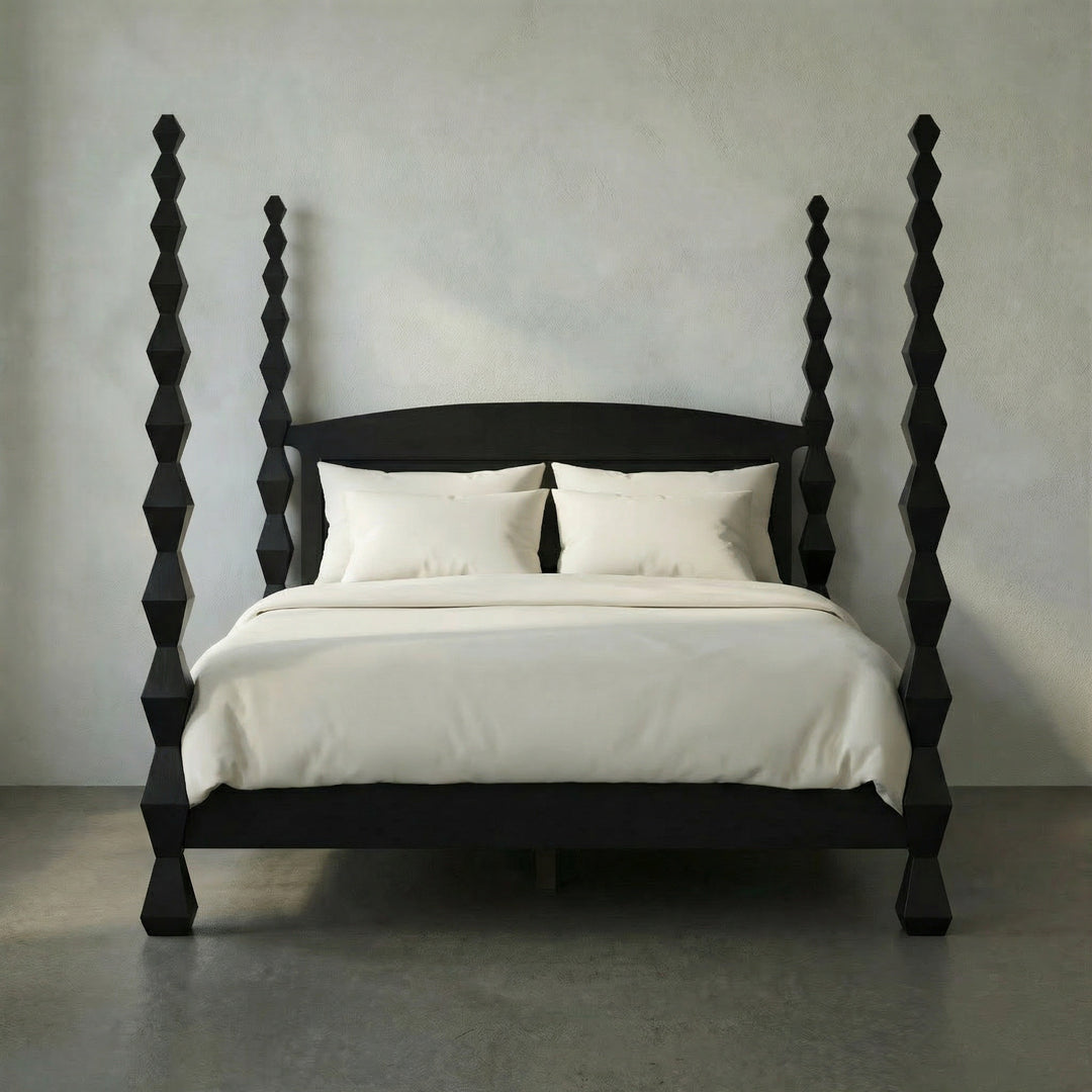 Noir - Brancusi Bed, Eastern King, Hand Rubbed Black - GBED135EKHB