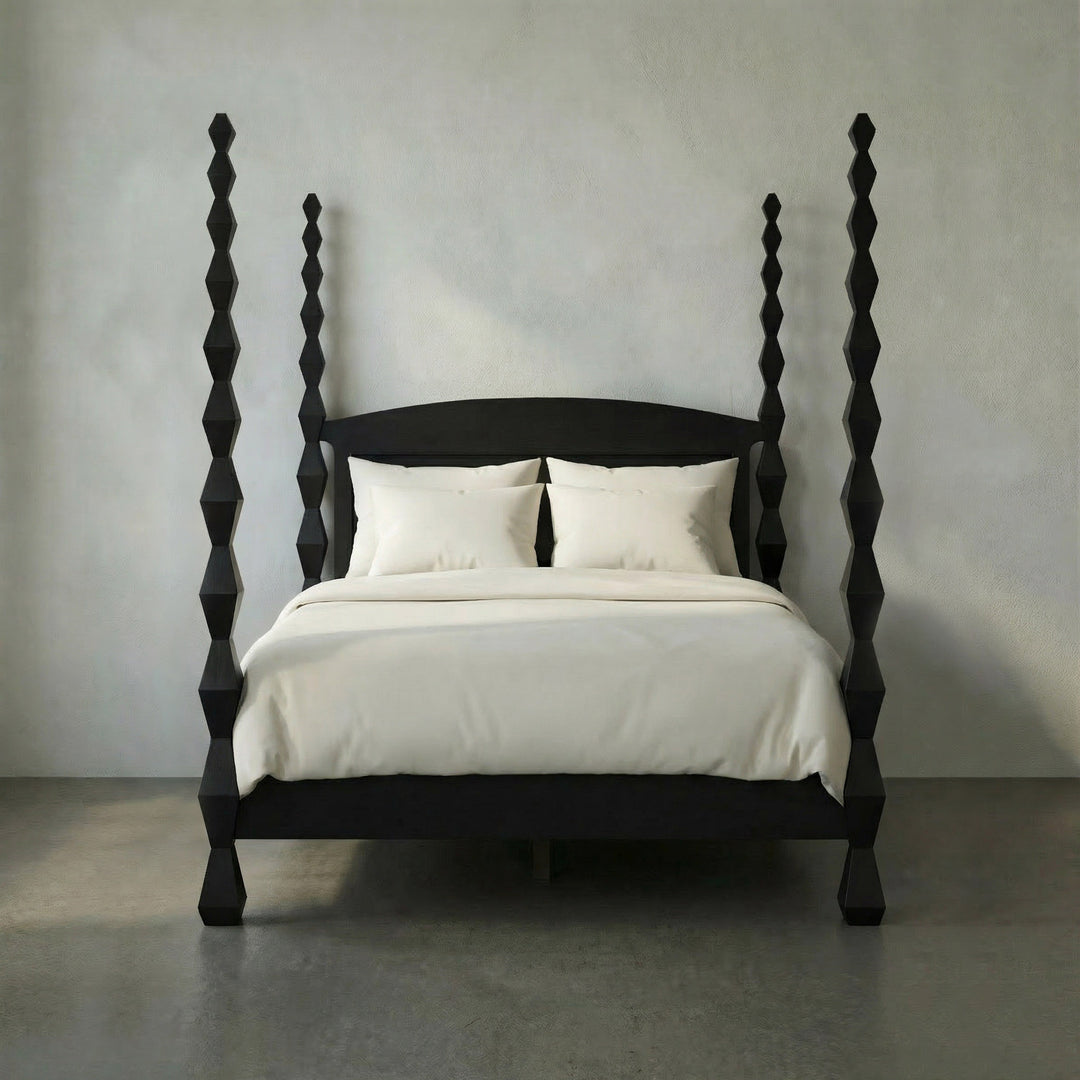 Noir - Brancusi Bed, Queen, Hand Rubbed Black - GBED135QHB