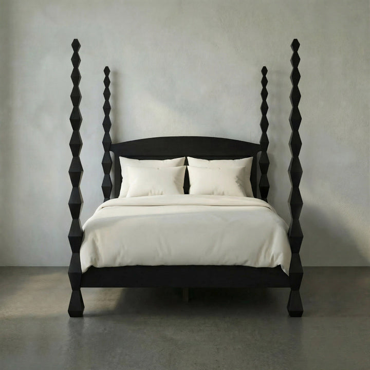 Noir - Brancusi Bed, Queen, Hand Rubbed Black - GBED135QHB