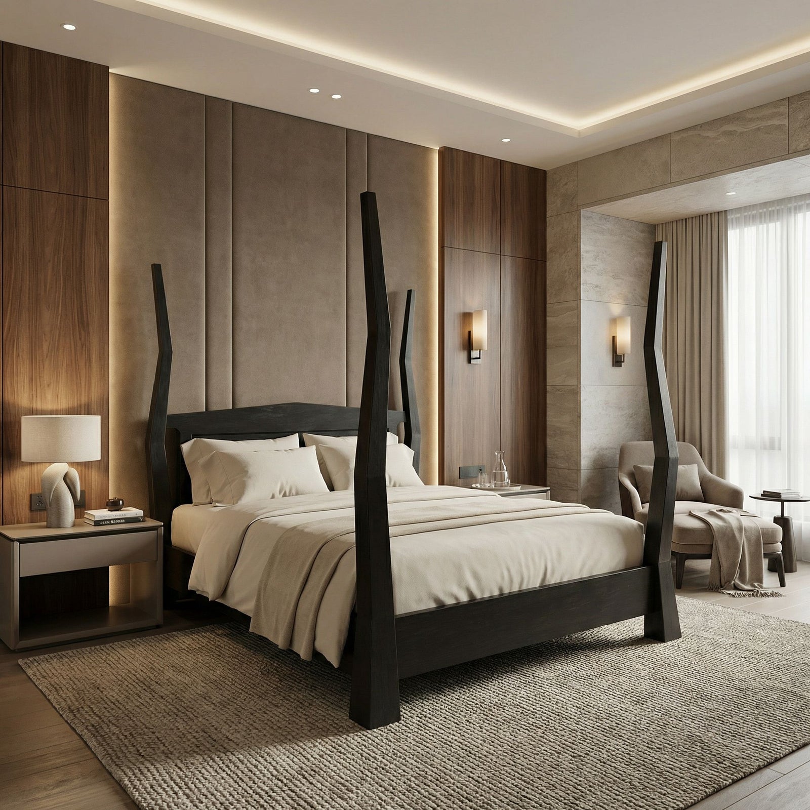 Noir - Patras Bed, Queen - GBED138QHB