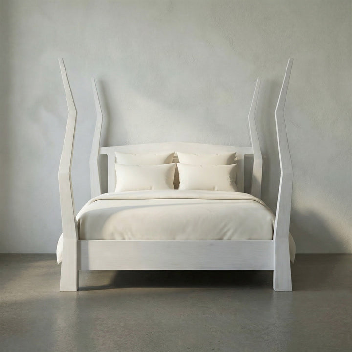 Noir Patras Bed, Queen - White Wash