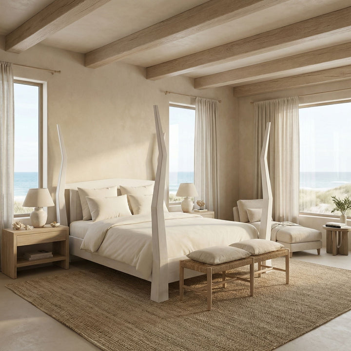 Noir Patras Bed, Queen - White Wash