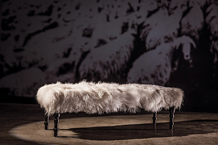 American Home Furniture | Noir - Coco Bench with Flokati