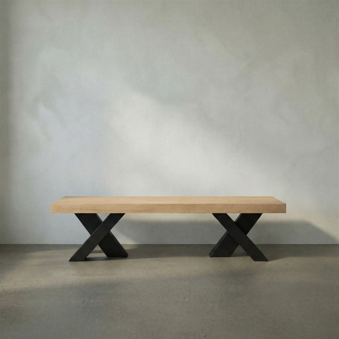 Noir - Gravity Bench, White Oak with Metal - GBEN145WO