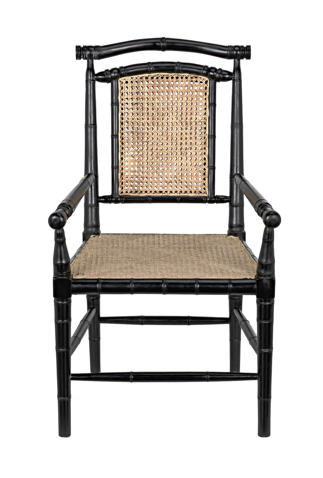 American Home Furniture | Noir - Colonial Bamboo Arm Chair, Hand Rubbed Black