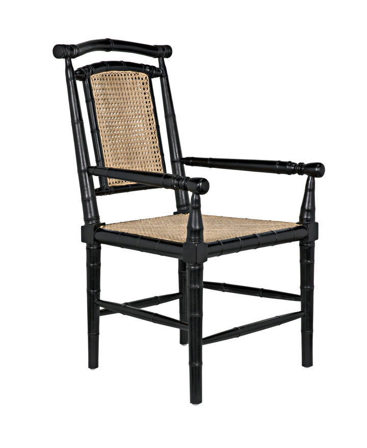 American Home Furniture | Noir - Colonial Bamboo Arm Chair, Hand Rubbed Black