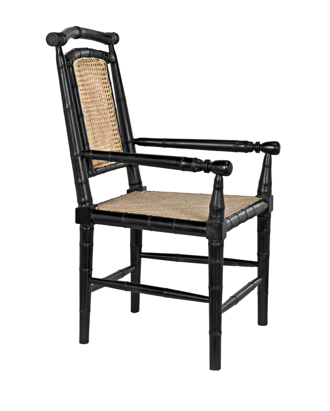 American Home Furniture | Noir - Colonial Bamboo Arm Chair, Hand Rubbed Black