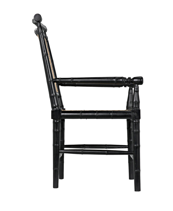 American Home Furniture | Noir - Colonial Bamboo Arm Chair, Hand Rubbed Black