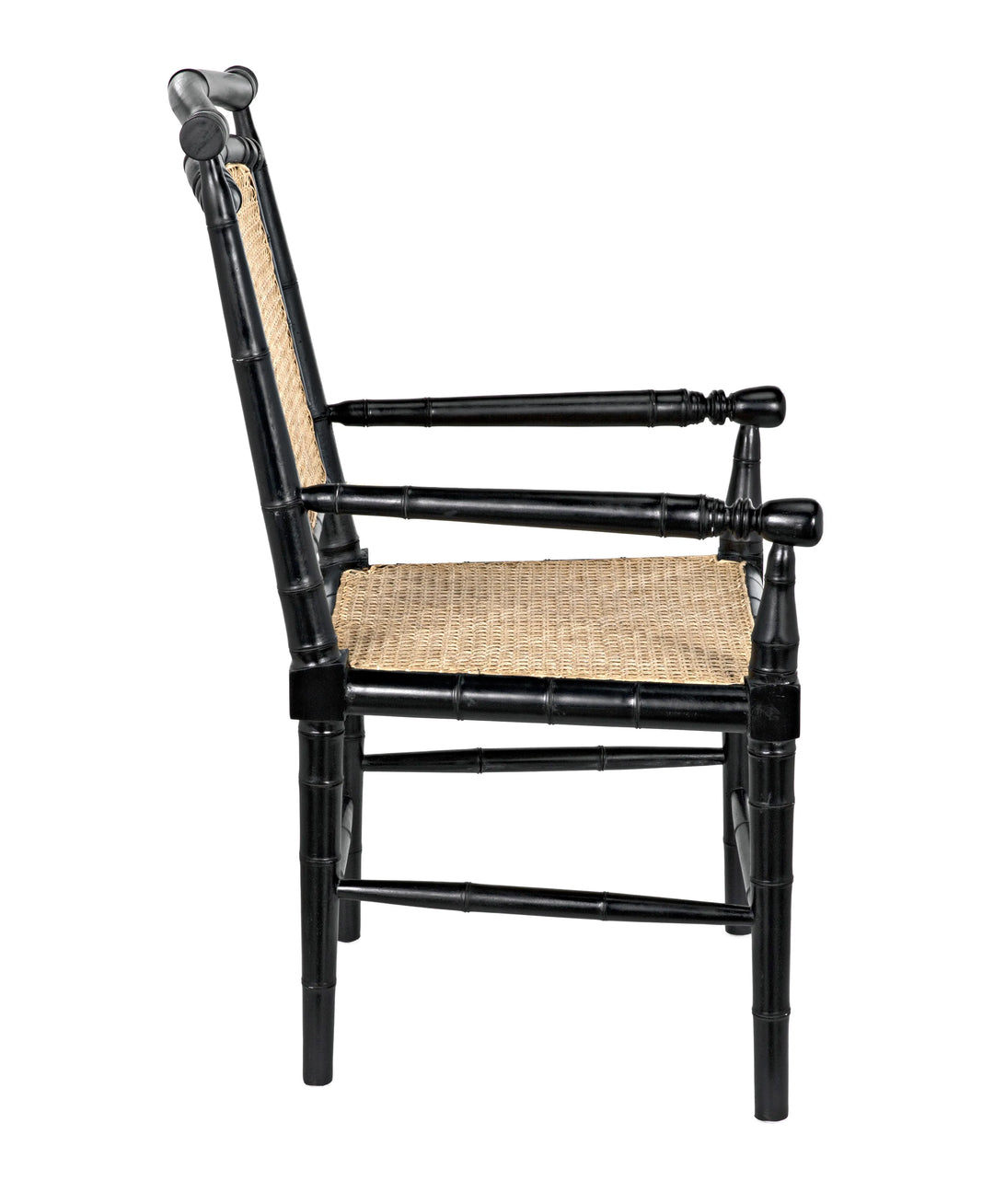 American Home Furniture | Noir - Colonial Bamboo Arm Chair, Hand Rubbed Black