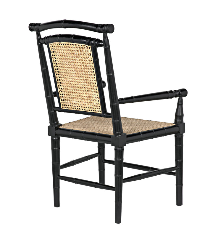 American Home Furniture | Noir - Colonial Bamboo Arm Chair, Hand Rubbed Black