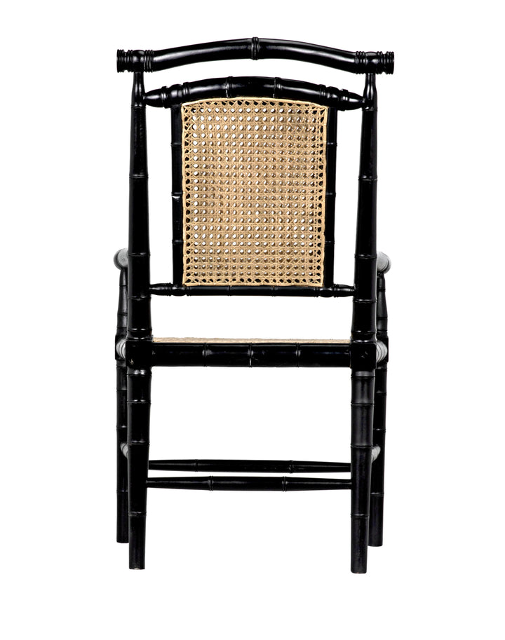 American Home Furniture | Noir - Colonial Bamboo Arm Chair, Hand Rubbed Black