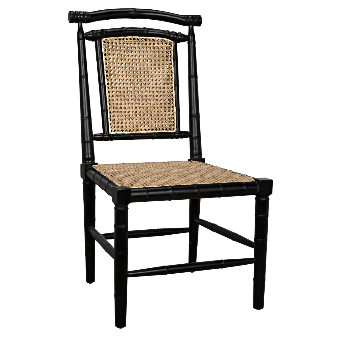 American Home Furniture | Noir - Colonial Bamboo Side Chair, Hand Rubbed Black