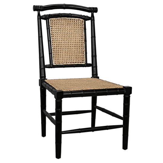 Noir Colonial Bamboo Side Chair, Hand Rubbed Black - Set of 2 DINING CHAIRS