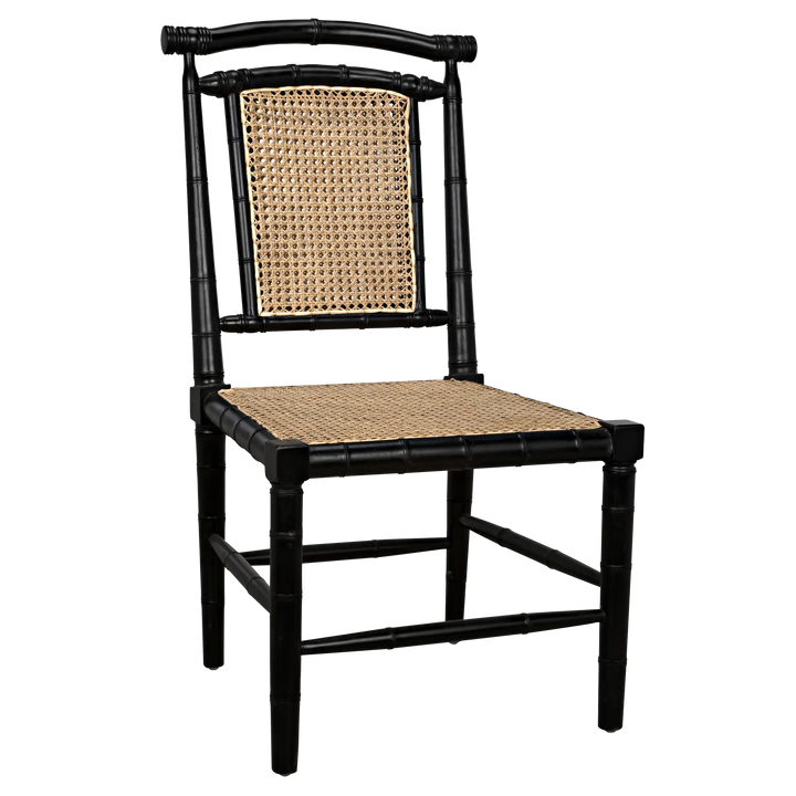 American Home Furniture | Noir - Colonial Bamboo Side Chair, Hand Rubbed Black