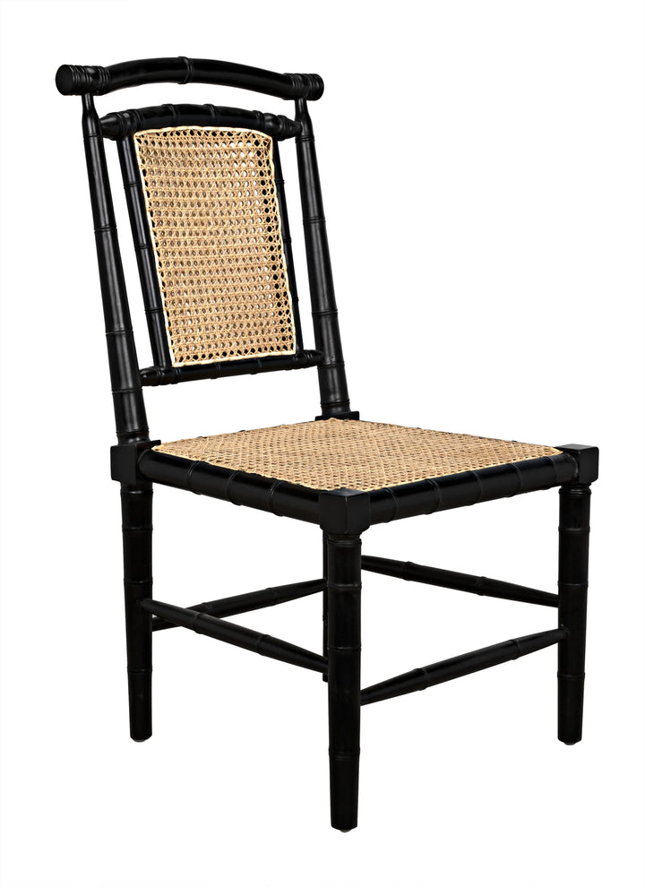 American Home Furniture | Noir - Colonial Bamboo Side Chair, Hand Rubbed Black