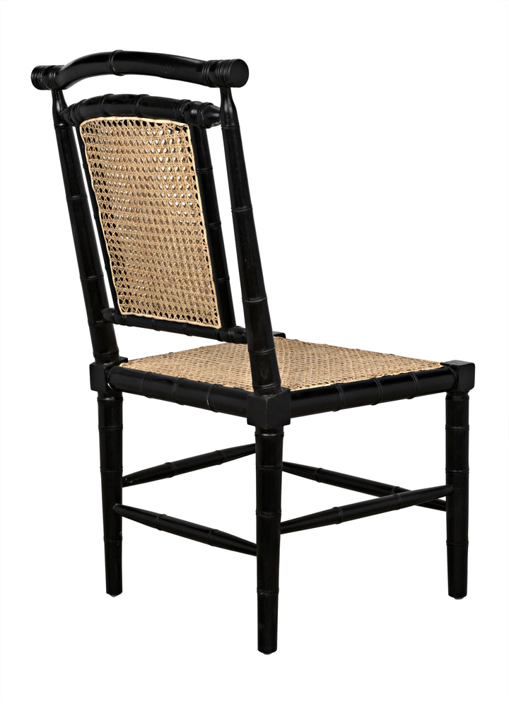 American Home Furniture | Noir - Colonial Bamboo Side Chair, Hand Rubbed Black