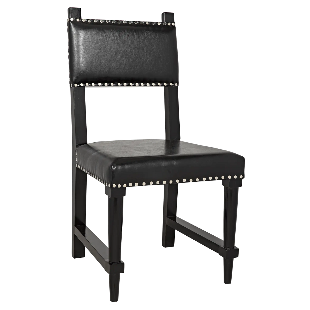 American Home Furniture | Noir - Kerouac Chair with Leather, Distressed Black