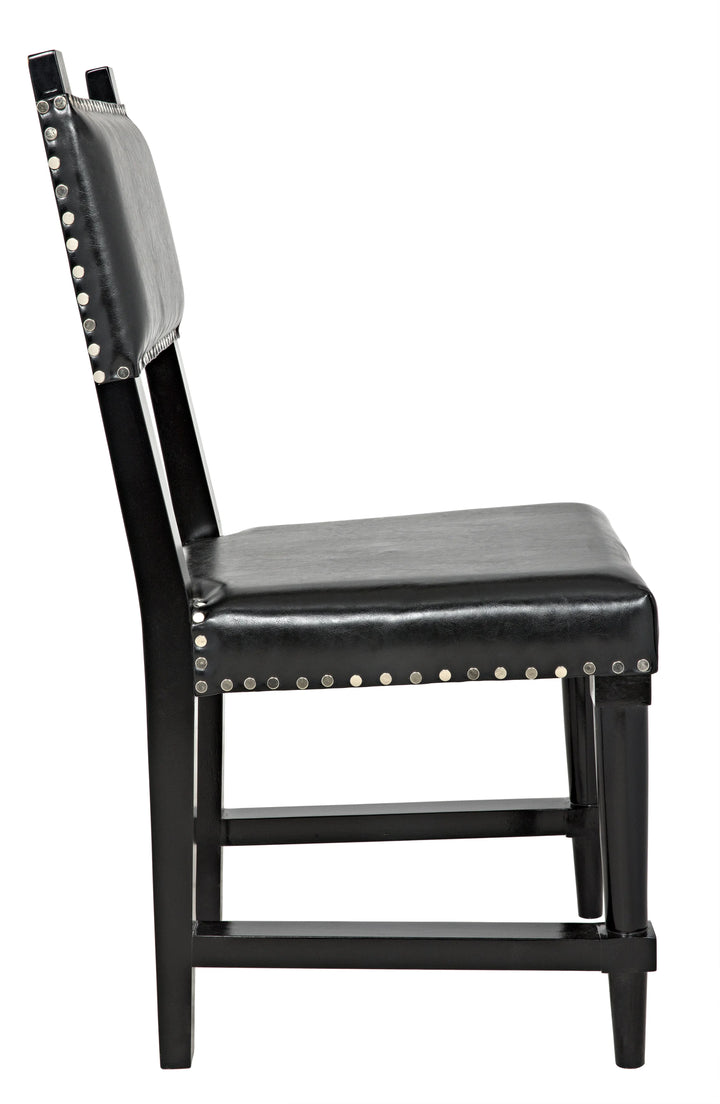 American Home Furniture | Noir - Kerouac Chair with Leather, Distressed Black