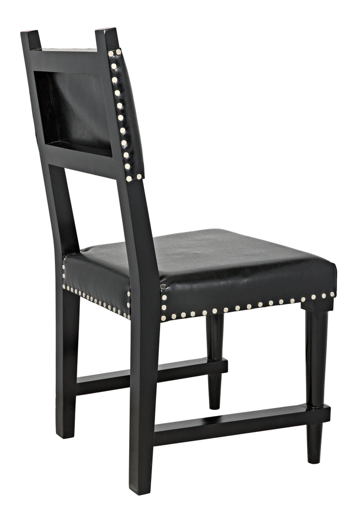 American Home Furniture | Noir - Kerouac Chair with Leather, Distressed Black