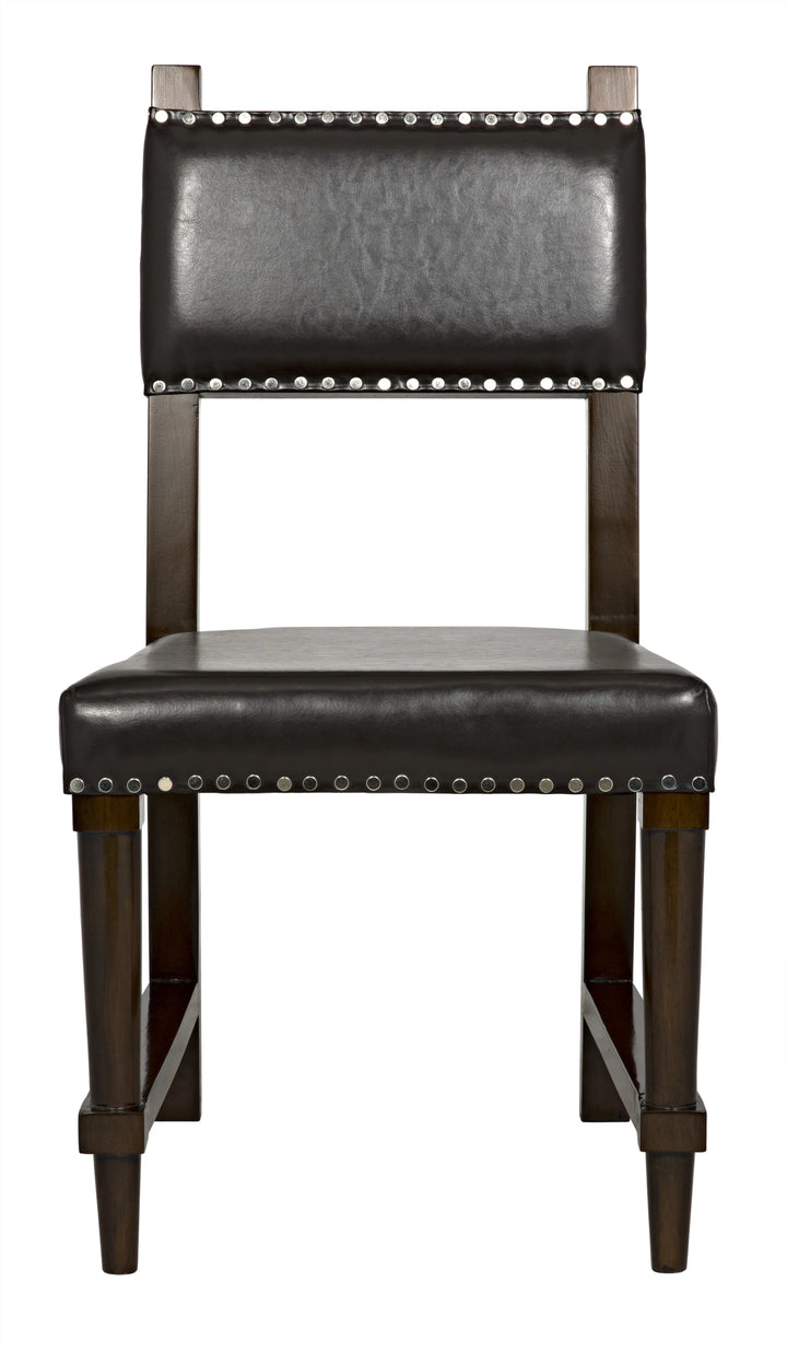 American Home Furniture | Noir - Kerouac Chair with Leather, Distressed Brown