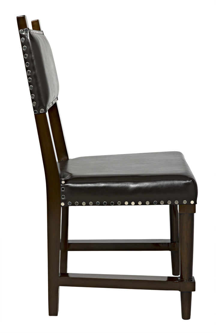 American Home Furniture | Noir - Kerouac Chair with Leather, Distressed Brown