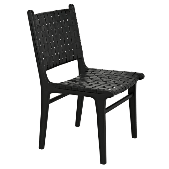 Noir Dede Dining Chair, Leather, Black - Set of 2 DINING CHAIRS