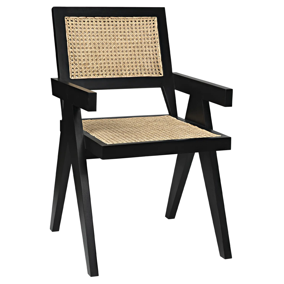 American Home Furniture | Noir - Jude Chair with Caning, Black