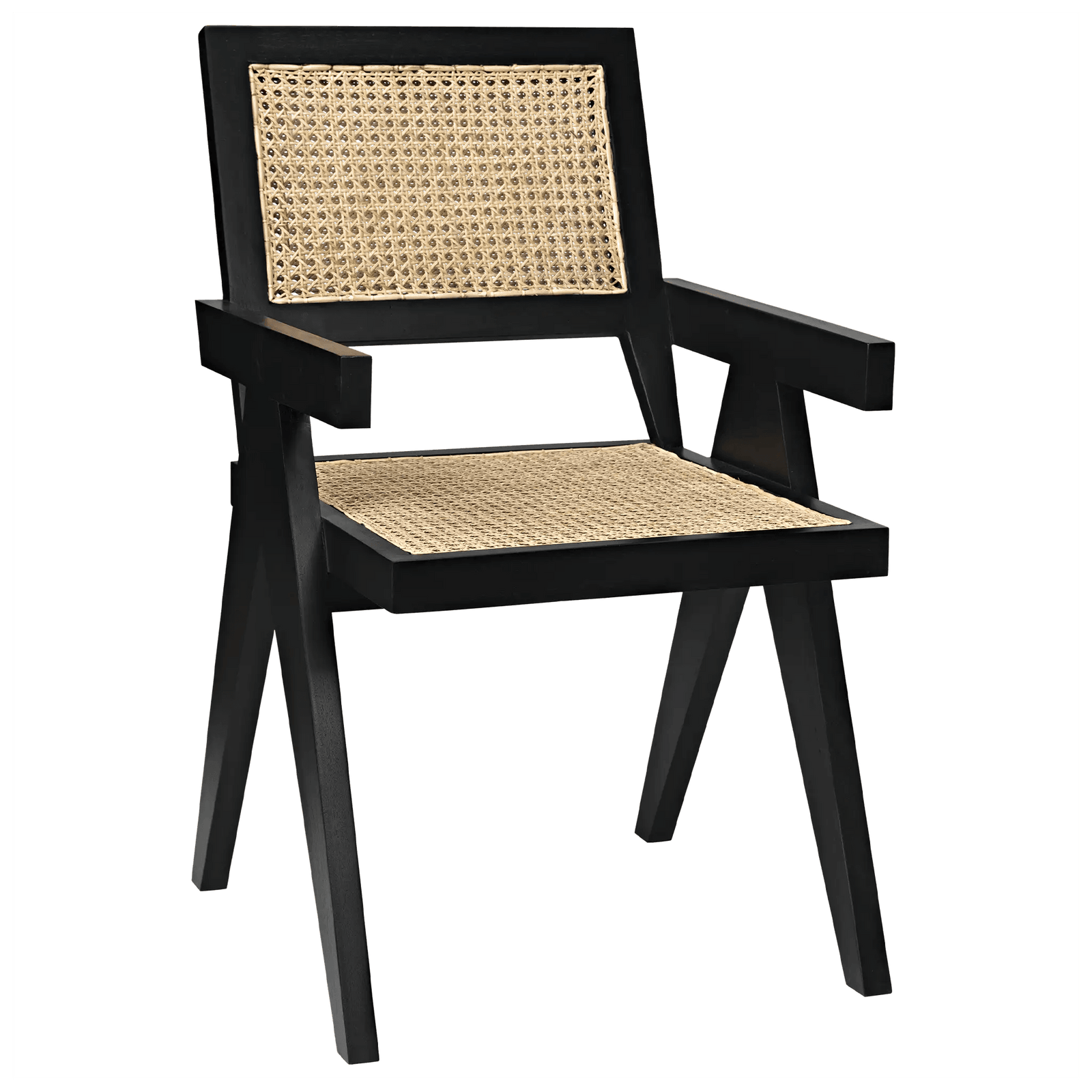 Noir Jude Chair with Caning, Black - Set of 2 DINING CHAIRS