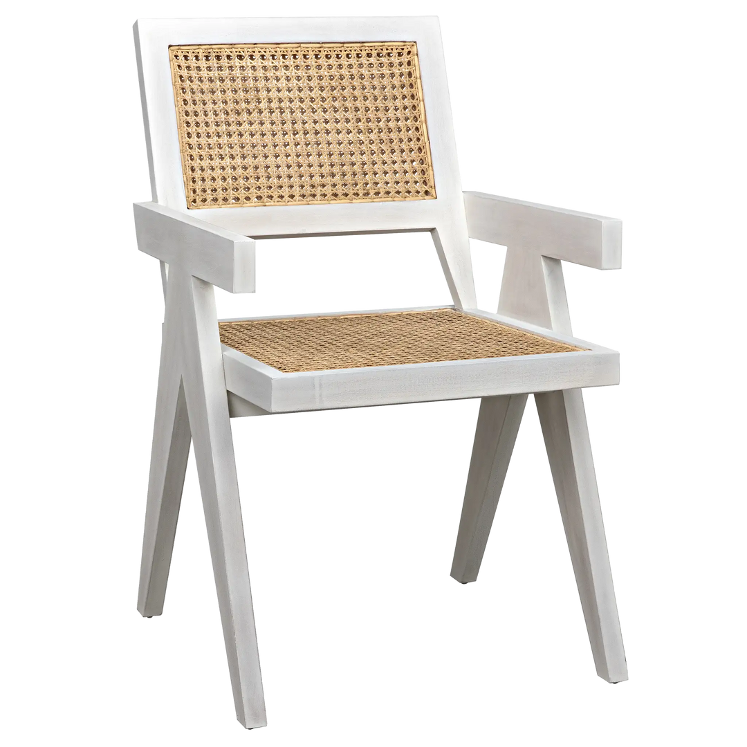 American Home Furniture | Noir - Jude Chair with Caning, White Wash