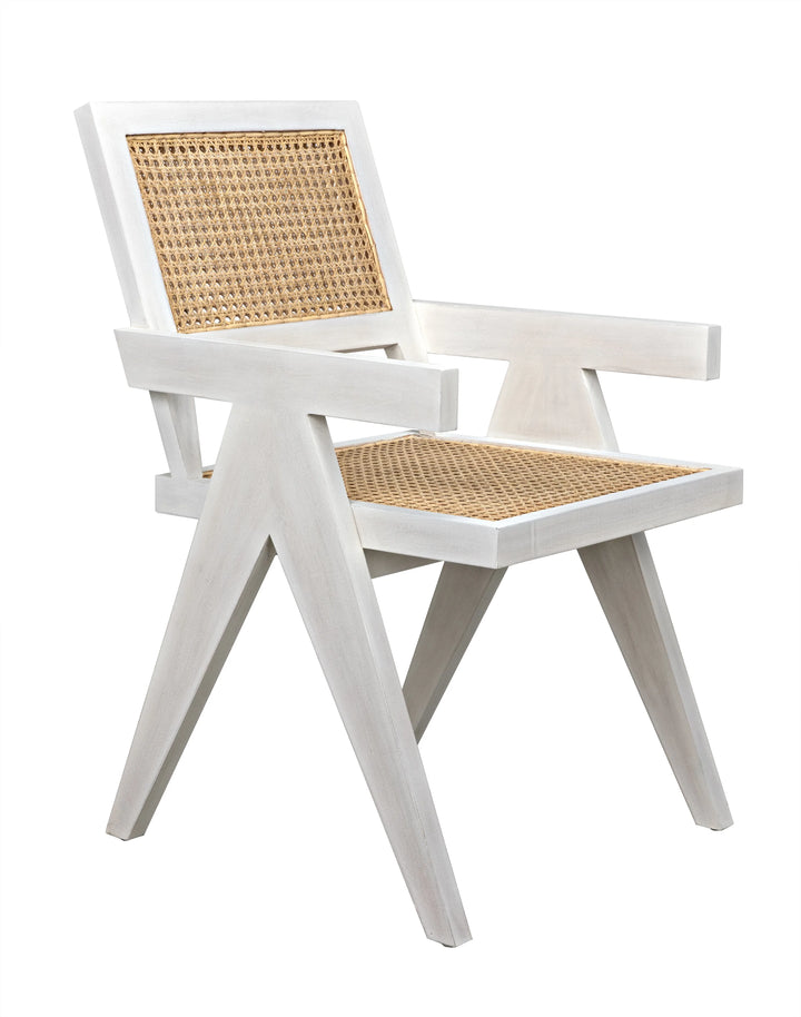 American Home Furniture | Noir - Jude Chair with Caning, White Wash