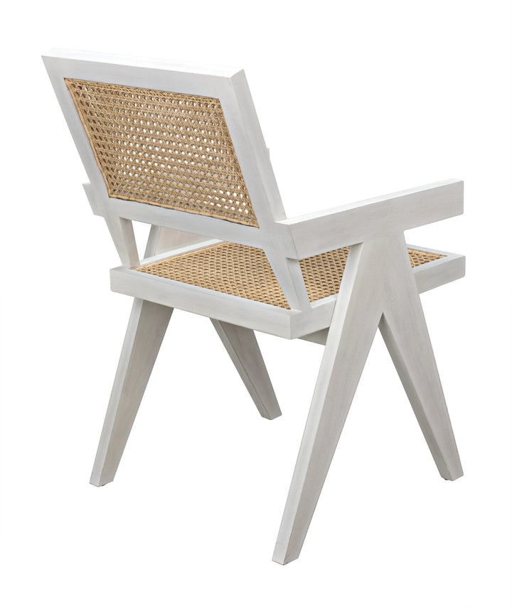 American Home Furniture | Noir - Jude Chair with Caning, White Wash